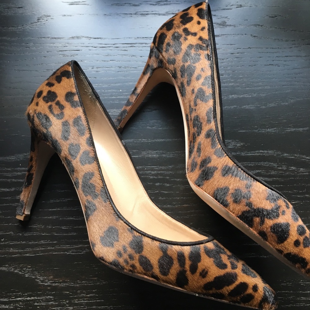 J. Crew Leopard print calf hair pumps